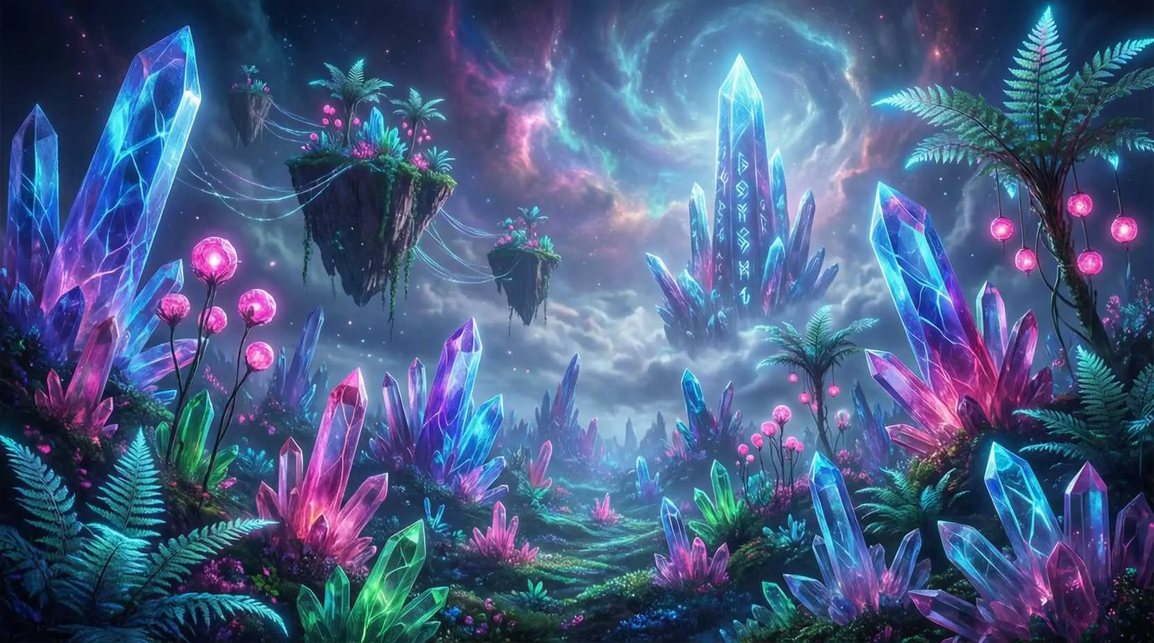 Glowing crystal forest