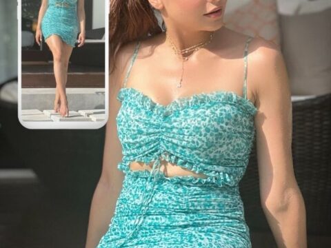 Aamna in blue mini dress poster