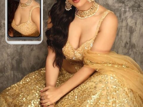 Neha Malik in Golden Lehenga Poster