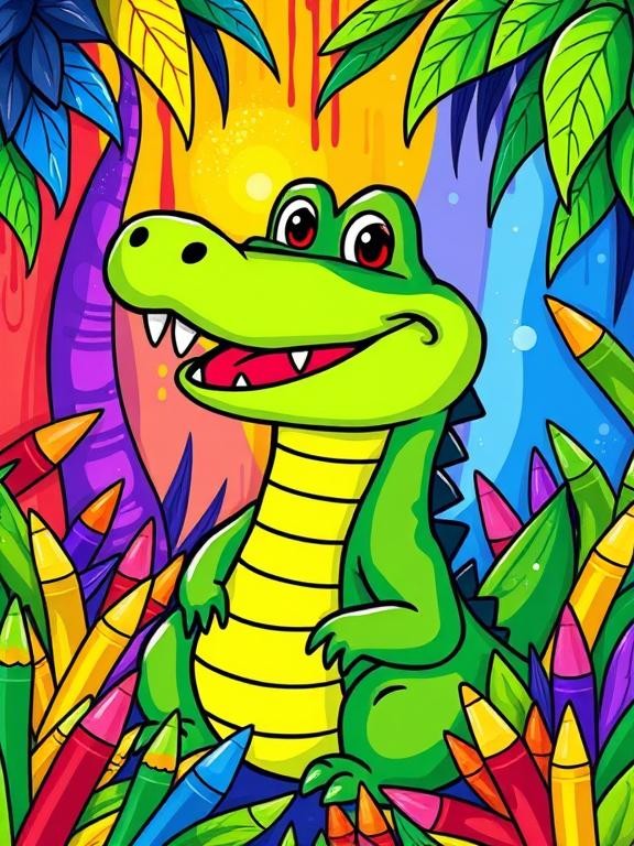 Kids coloring pages-crocodile