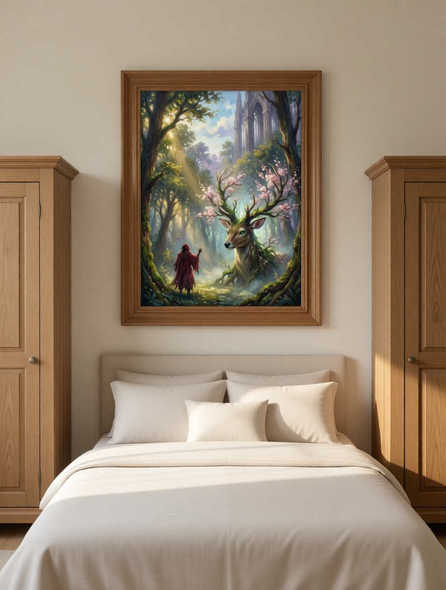 Enchanted Guardian of the Forgotten Grove: Digital Fantasy Wall Art Print (Instant Download) - Image 2