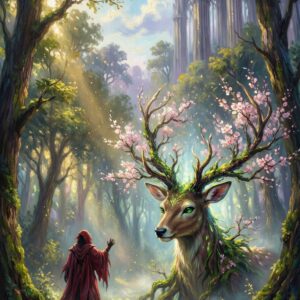 Enchanted Guardian of the Forgotten Grove: Digital Fantasy Wall Art Print (Instant Download)