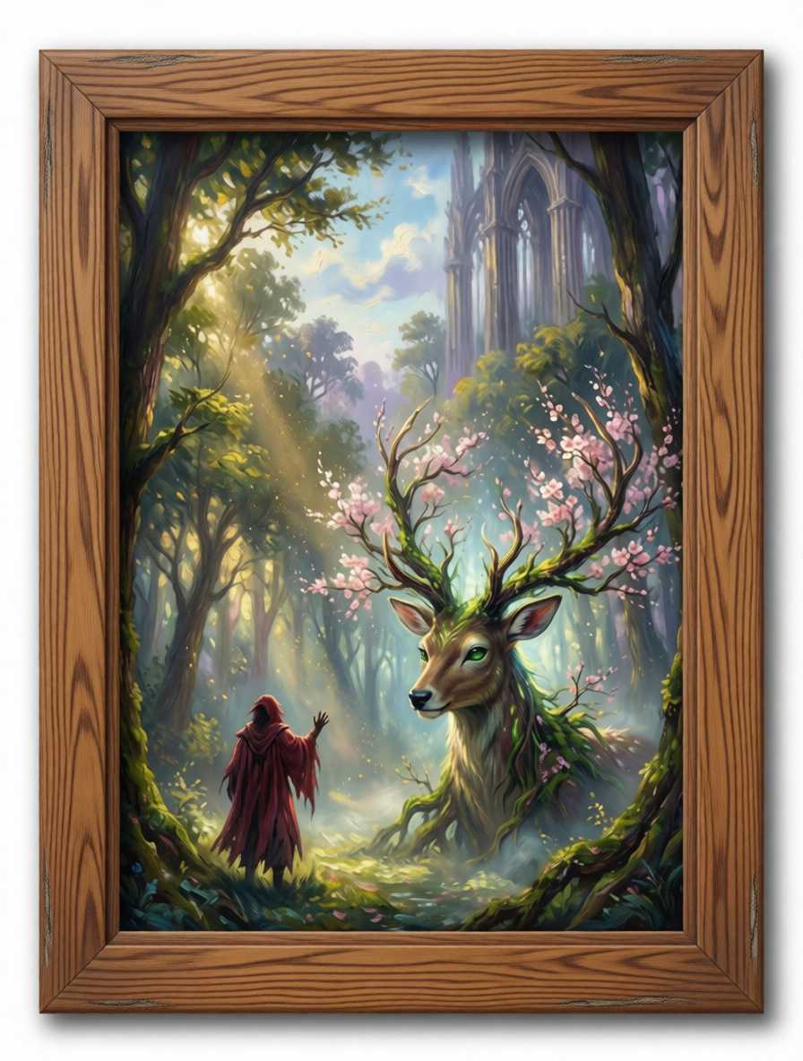 Enchanted Guardian of the Forgotten Grove: Digital Fantasy Wall Art Print (Instant Download) - Image 3