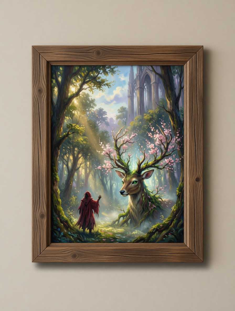 Enchanted Guardian of the Forgotten Grove: Digital Fantasy Wall Art Print (Instant Download) - Image 4
