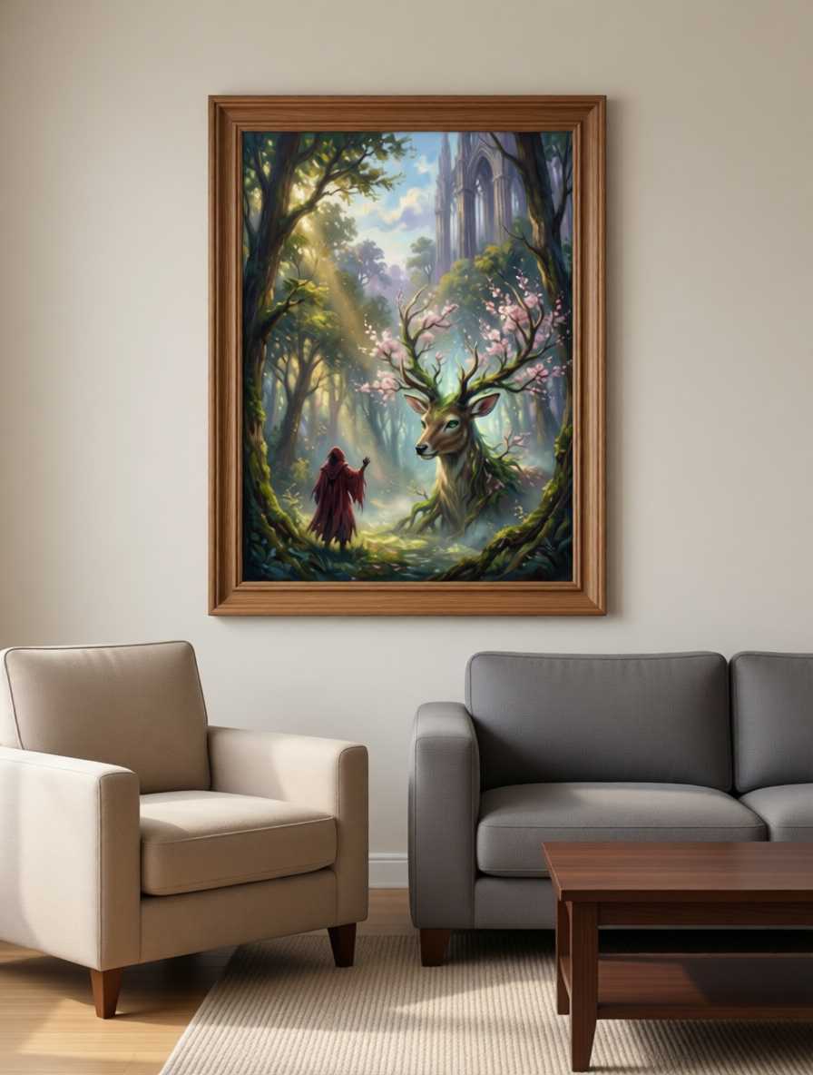 Enchanted Guardian of the Forgotten Grove: Digital Fantasy Wall Art Print (Instant Download) - Image 5
