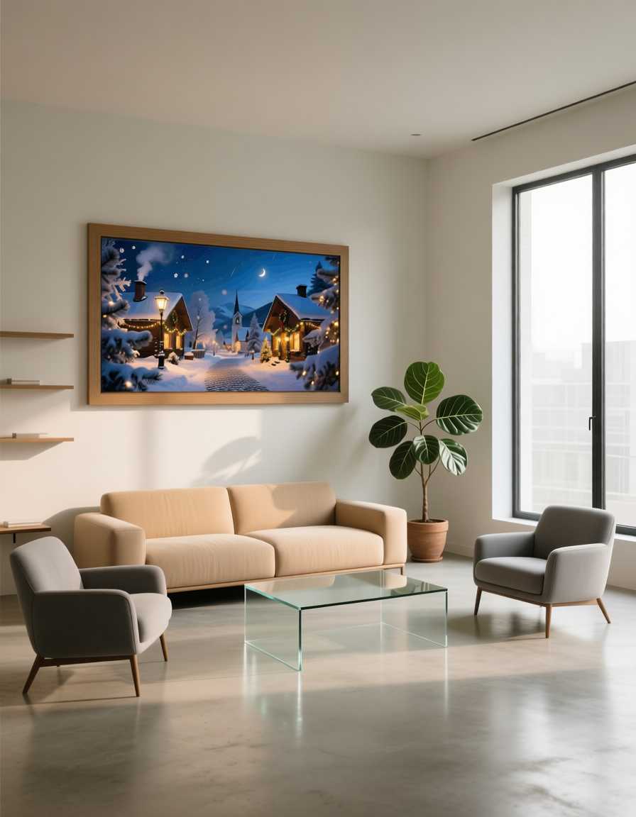 "Midnight Magic: A Cozy Christmas Village in the Snow" - Digital Wall Art Print - Image 4