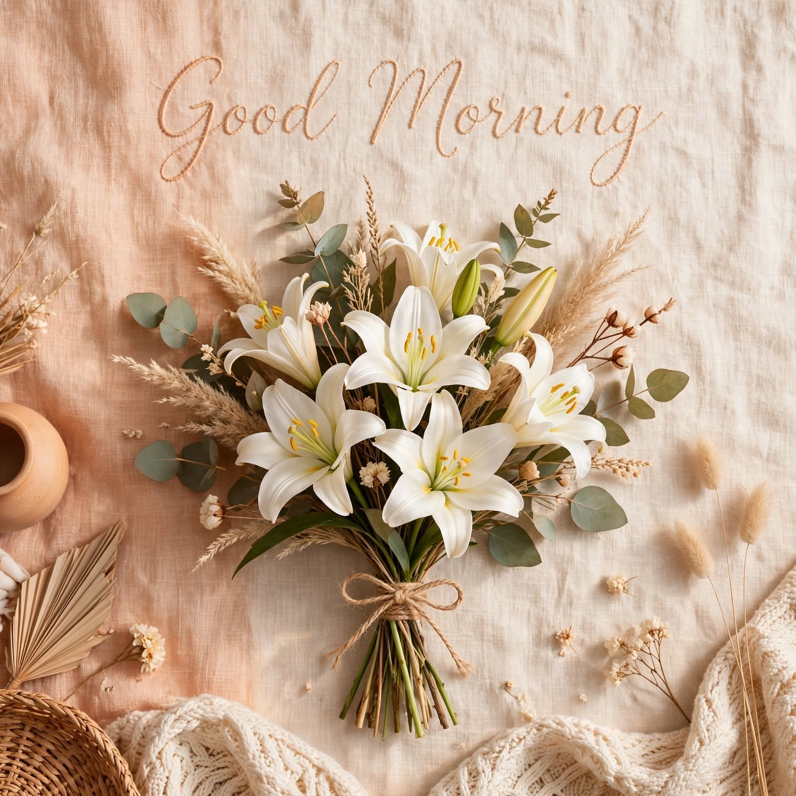 good-morning-image-with-white-lilies-bouquet-soft